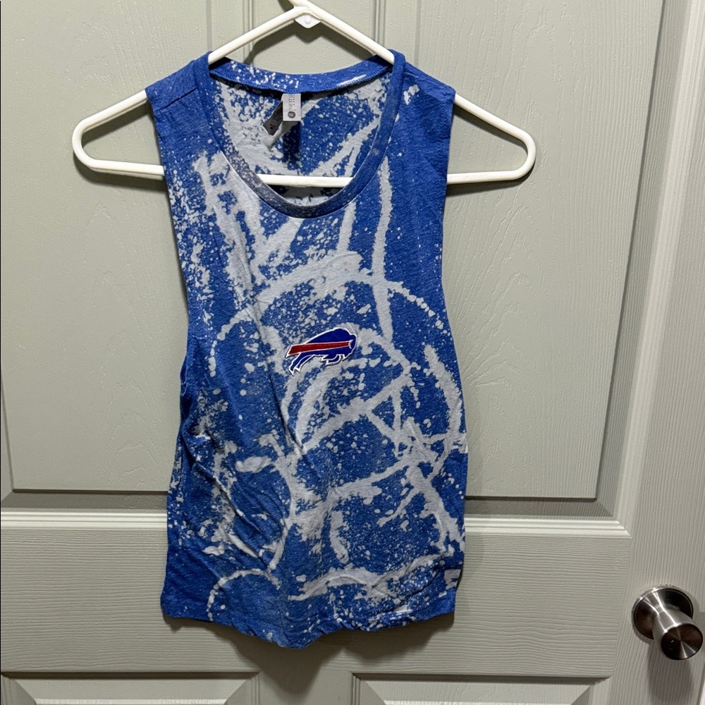 Next Level Apparel Blue and White Women's Muscle Tee